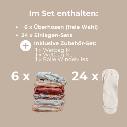 Vollzeit Stoffwindel-Set: One Size von 3,5 bis ca. 14 kg