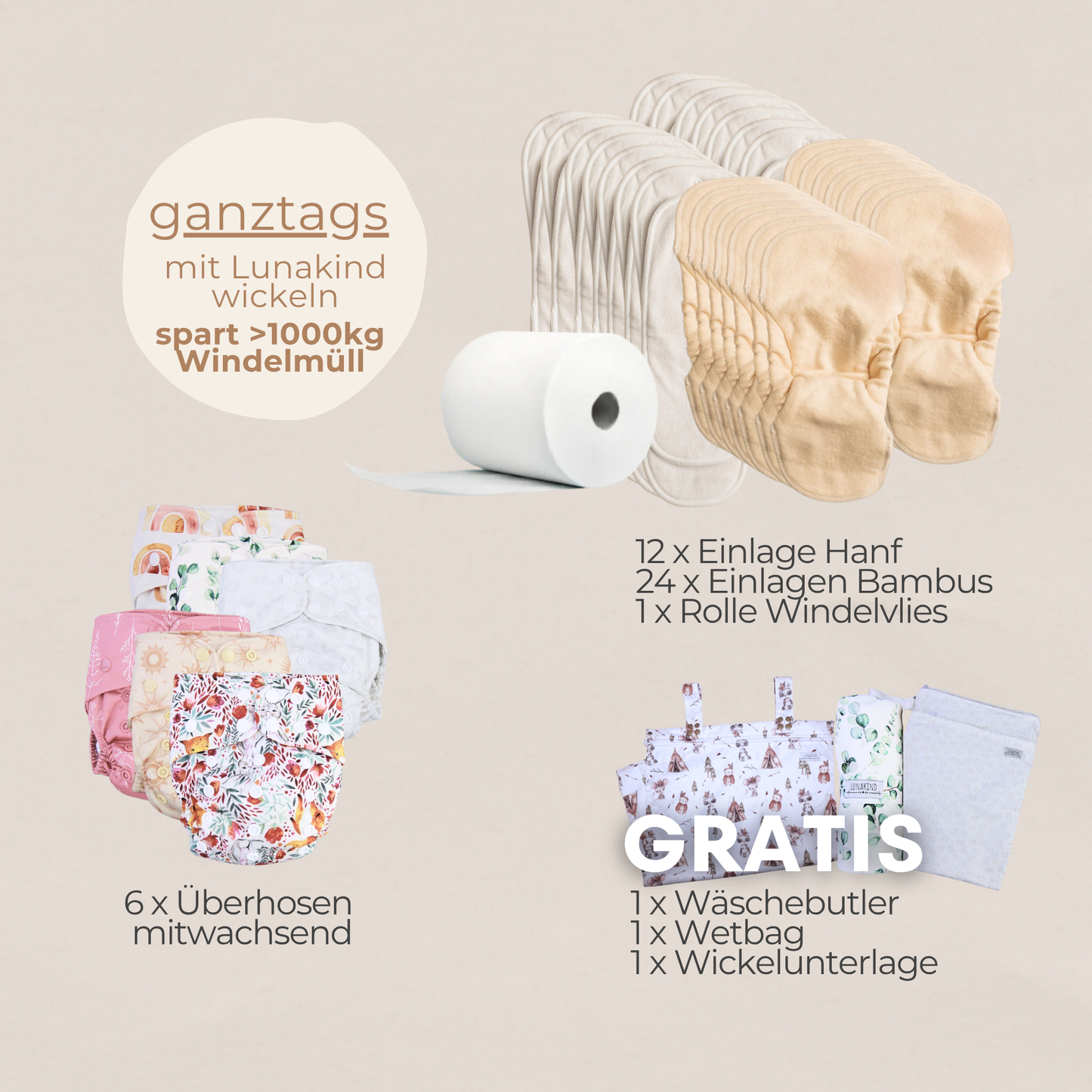 Vollzeit Stoffwindel-Set mitwachsend
